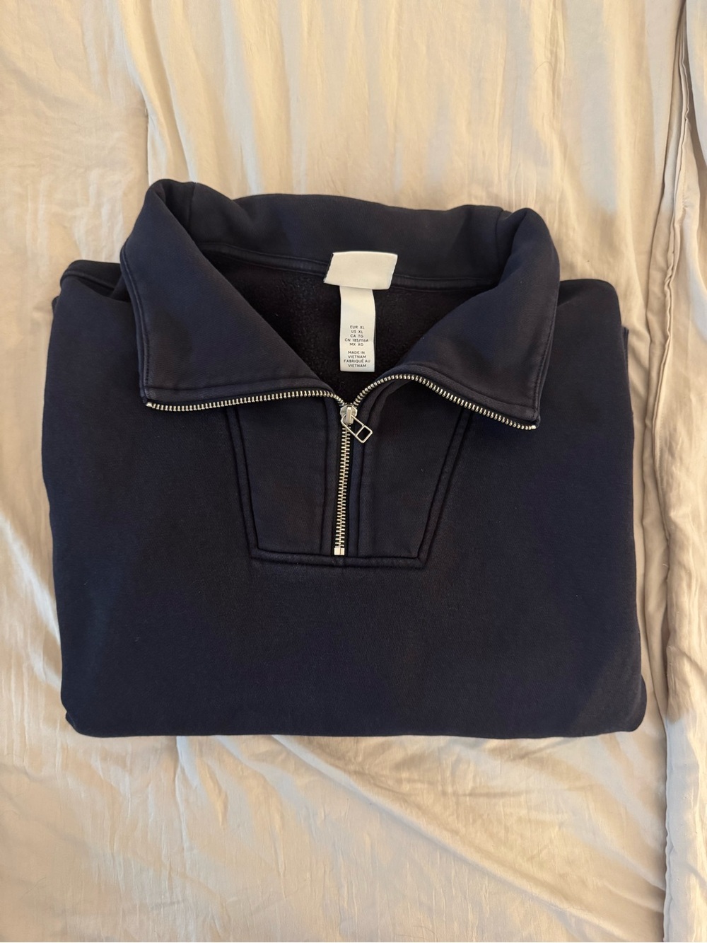 H&M Men's Dark Blue Quarter-Zip Pullover